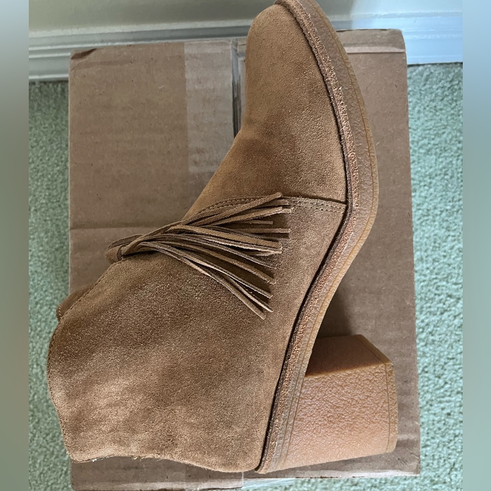 UGG Reeza Fringe Ankle Boots 1018642 Chestnut Suede Size 10 EUC - Picture 8 of 9